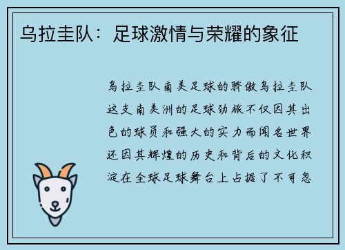 乌拉圭队：足球激情与荣耀的象征